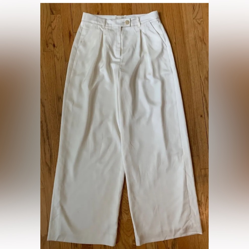 J.Crew Collection Women's Ivory wide leg pleated trousers